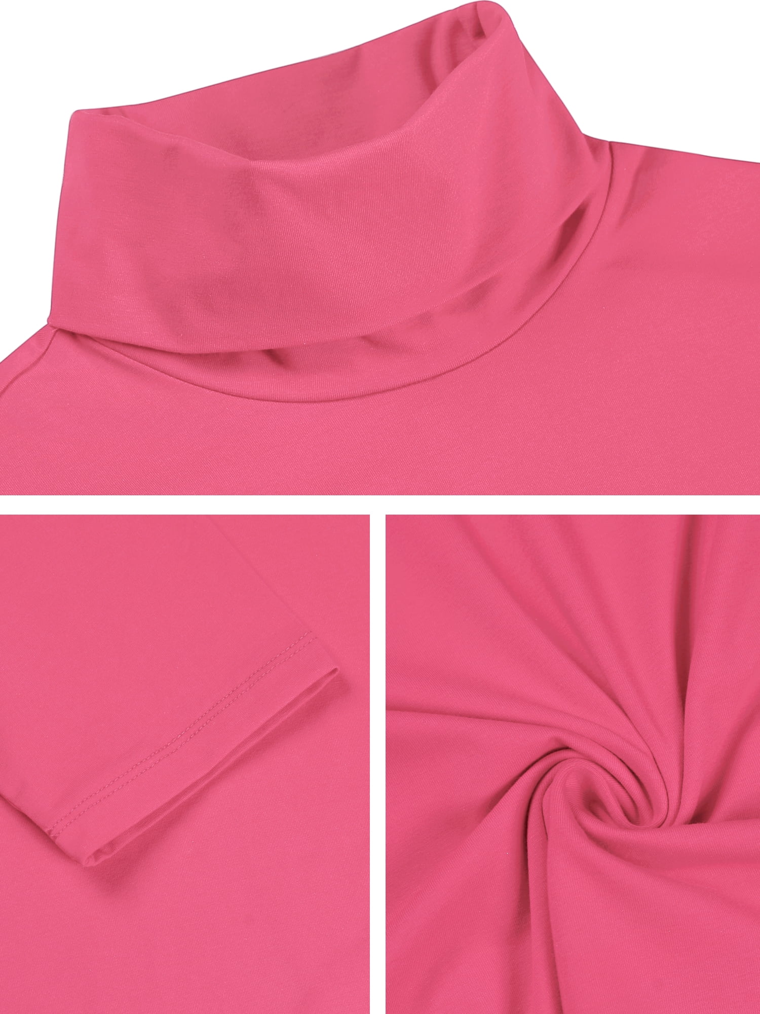 Unique Bargains Men's Pullover Lightweight Long Sleeve Top Turtleneck T-Shirt 42 Fuchsia