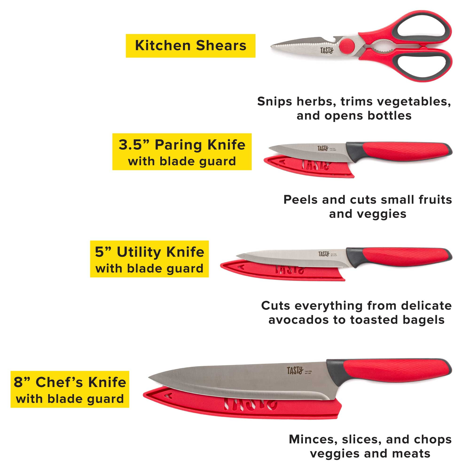 Zusisuy Red Professional Kitchen Knife Chef Set, Kitchen Knife Set Sta —  CHIMIYA
