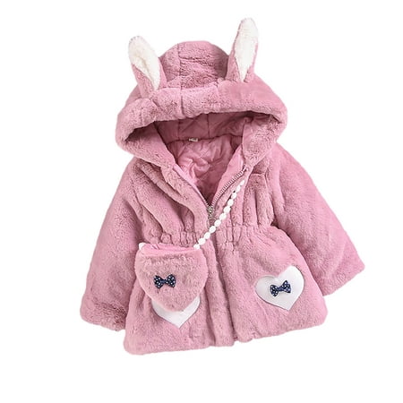

DNDKILG Children Girls Fall Winter Fleece Coat Toddler Baby Clothes and Bag Hooded Jackets Zip Up Long Sleeve Outerwear Purple 2Y-7Y