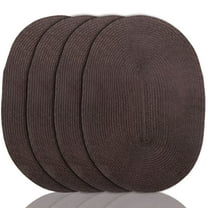 LAMIRO 4pcs Oval Braided Placemats for Dining Table Decoration Brown