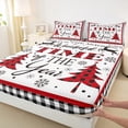 thumbnail image 3 of Homewish Buffalo Xmas Tree Full Size Sheets for Teen, Winter Snowflake Print Bed Sheets, Vintage Christmas Theme Sheet Sets, Luxury Bedroom Decor, 4pcs, 3 of 7
