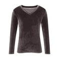 thumbnail image 4 of Hearthz Velour Tops for Women Casual V Neck Women Shirts Long Sleeve Vintage Party Dressy Shirt Blouse, 4 of 4