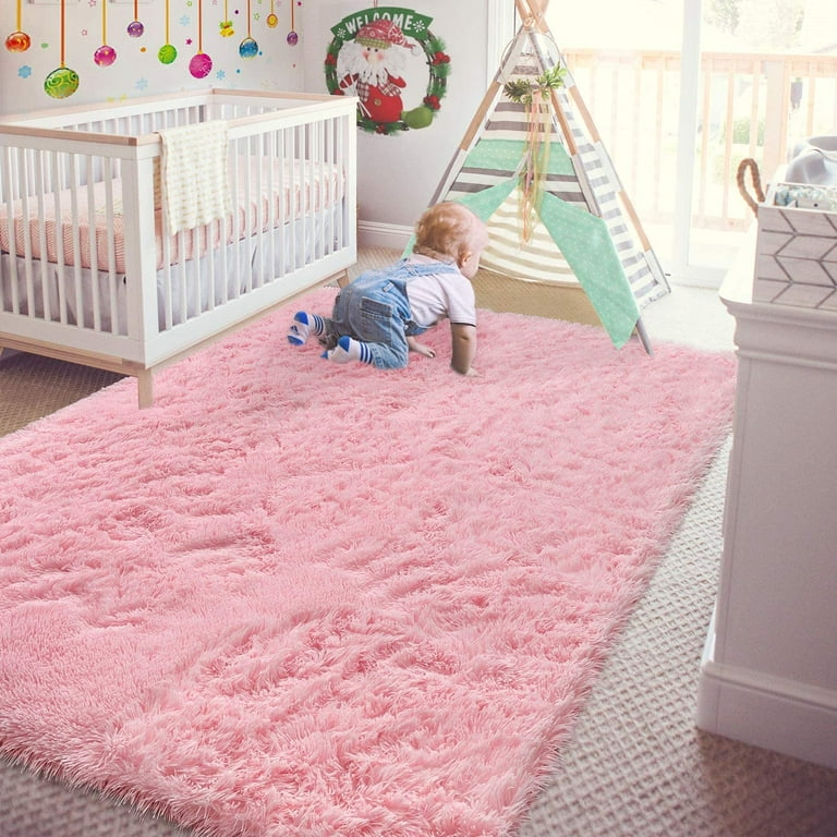 Keeko Premium Fluffy Pink Area Rug Cute Shag Carpet, Extra Soft and Shaggy Carpets, High Pile, Indoor Fuzzy Rugs for Bedroom Girls Kids Living Room