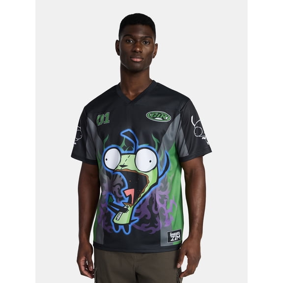 Invader Zim Men's and Big Men's Front Back Graphic Soccer Jersey with Short Sleeves, Sizes XS-3XL