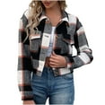 thumbnail image 2 of FAVIPT 2024 Womens Plus Size Flannel Plaid Shacket,Plaid Shirts for Women Flannel Shacket Jacket Long Sleeve Lapel Button Down Shirts Coats Blouse Tops with Pocket, 2 of 5