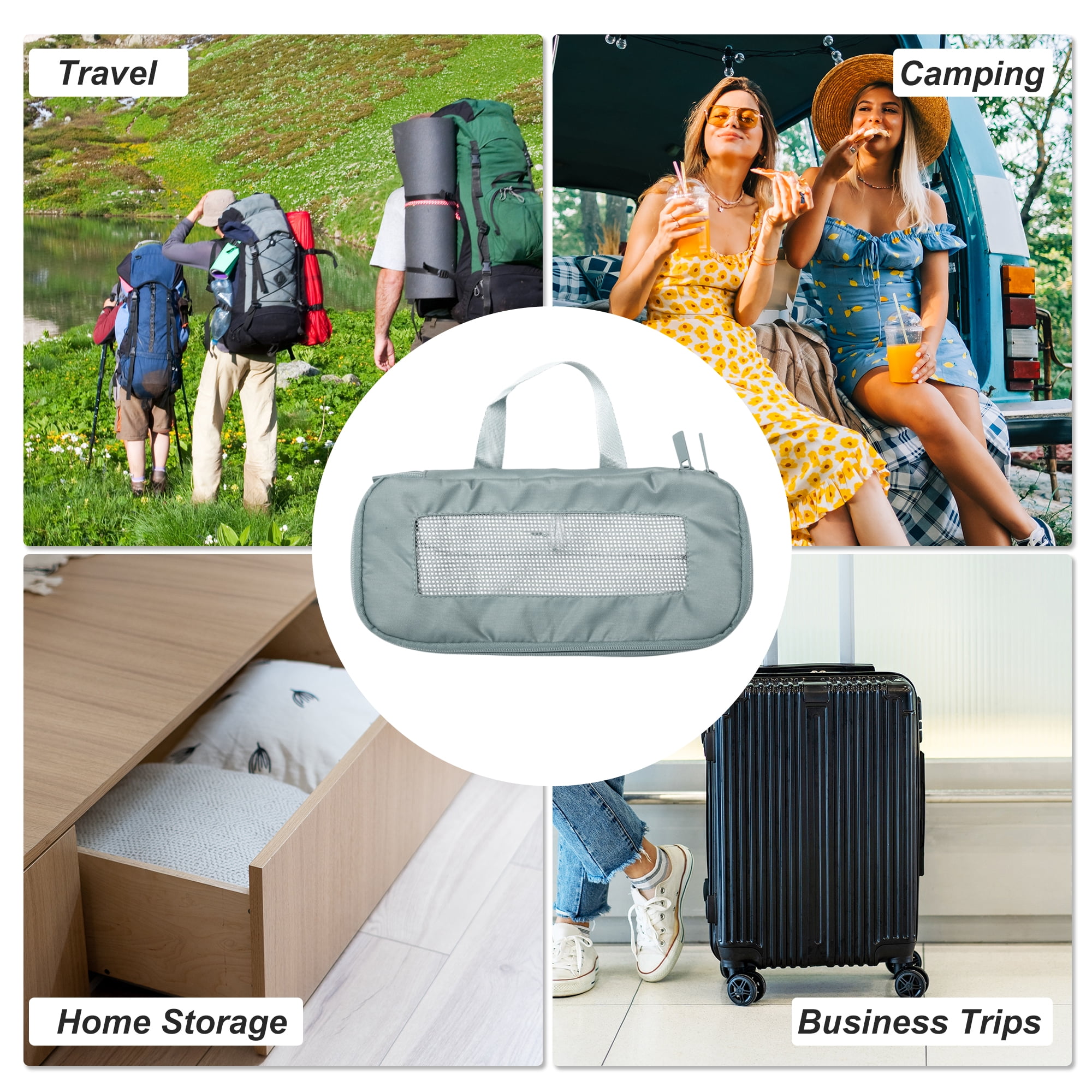 Unique Bargains Portable Packing Cube 1pc Organizer Gray 10.63"x4.72"x4.72"
