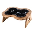 thumbnail image 1 of Comedero para mascotas Estante de madera Tazón de alimentación para mascotas Negro Jinwen Cuencos para mascotas, 1 of 3