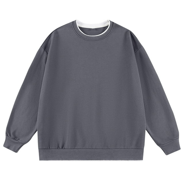 pstuiky camisa de manga larga para hombre, Camiseta deportiva de dos piezas para hombre, estilo casual, transpirable, con cuello redondo y manga larga, de color liso top de hombre l