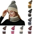 thumbnail image 3 of WREESH Women's Windproof Knitted Hat and Scarf Set Snowflake Wool Ball Hat With Winter Beanie Hat Scarf Set and Neck Warmers Yellow, 3 of 3