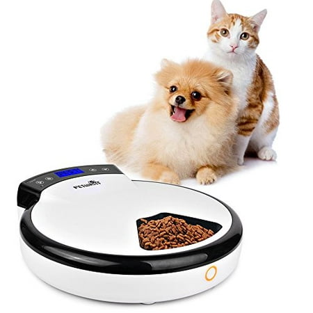 Automatic Pet Feeder for Dogs & Cats with Voice Reminding | Dry & Wet Food - 5 Meals, 5 x (Best Automatic Pet Feeder For Wet Food)