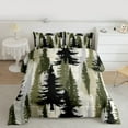 thumbnail image 2 of Homewish Jungle Pine Tree Full Size Comforter Sets for Men, Green Plant Botanical Bedding Comforter Set, Rustic Farmhouse Reversible Bedding Sets, Lightweight Room Decor, 3pcs, 2 of 8
