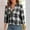 Black, variant on Loose V-Neck Plaid Shirt for Women, Button up Fashion Flannel Jackets, Long Sleeves Fall Comfy Tops