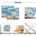 thumbnail image 4 of Beach Canvas Wall Art for Home Decor Bathroom Decor Blue Beach Picture Ocean Theme Anchor Canvas Print Modern Coastal Seascape Painting Framed Seaside Artwork Floral Daisy for Home Room 14x14inch, 4 of 6
