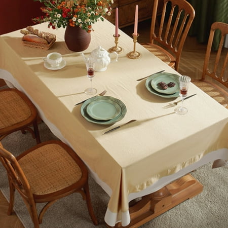 

Wrcnote Table Cloths Home Decor Tablecloth Covers Rectangle Tablecloths Washable Retro Dust-proof Solid Color Yellow 55 x 94