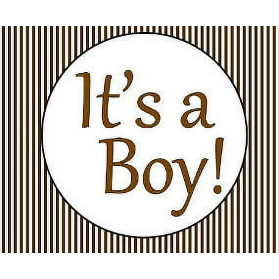 It's A Boy Baby Shower Edible Cake Decoration Image Topper - Brown and White Stripes