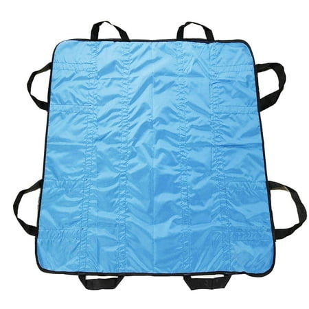 Multipurpose 48" x 40" Positioning Bed Pad with Reinforced Handles - Reusable & Washable Transfer Sheet for Turning, Lifting & Repositioning - Double-Sided Nylon Fabric, Blue