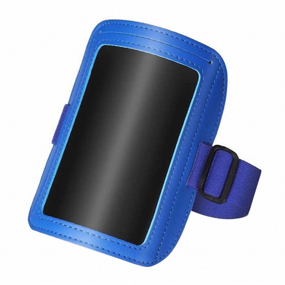 1 Pcs Arm Badge Holder for Men,Leather ID Armband Adjustable Badge Holder with Elastic Arm Band,Waterproof Ski Pass Armband for Work Postcards Office Business Supplies,4.57''x4.13''(Blue)