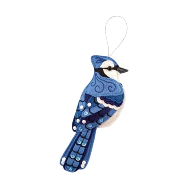 Adorno de pájaro de fieltro, decoración colgante, colección, decoración del hogar, adorno navideño, árbol de Navidad Azul