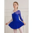 thumbnail image 3 of TiaoBug Kids Girls Rhinestone Figure Skating Dress Long Sleeve Dance Leotard Skater Performance Costume Royal Blue 8, 3 of 7