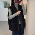 thumbnail image 3 of -Chaleco acolchado de lana de cordero para mujer, chaqueta de Mustang sin mangas de doble cara, ropa de calle de estilo coreano de gran tamaño, Vintage, Invierno, 3 of 5