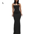 thumbnail image 2 of Vestido de verano Sin mangas Qarigey hombros descubiertos negro L, 2 of 6