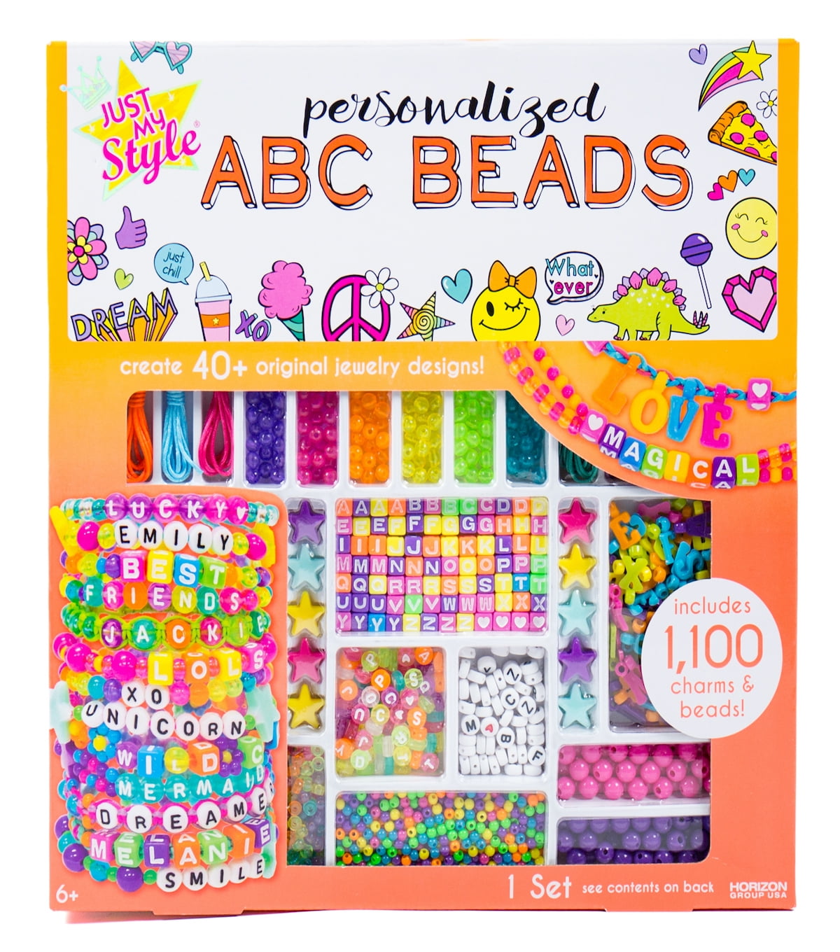Just My Style ABC Beads, 1000+ Charms & Beads, Multi-Color Plastic Alphabet Charms