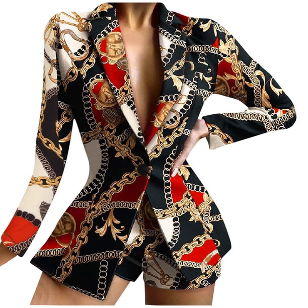 Puntoco Conjunto de pantalones cortos y tops de manga con cuello vuelto estampado para mujer de dos piezas Liquidación Puntoco Puntoco-6019