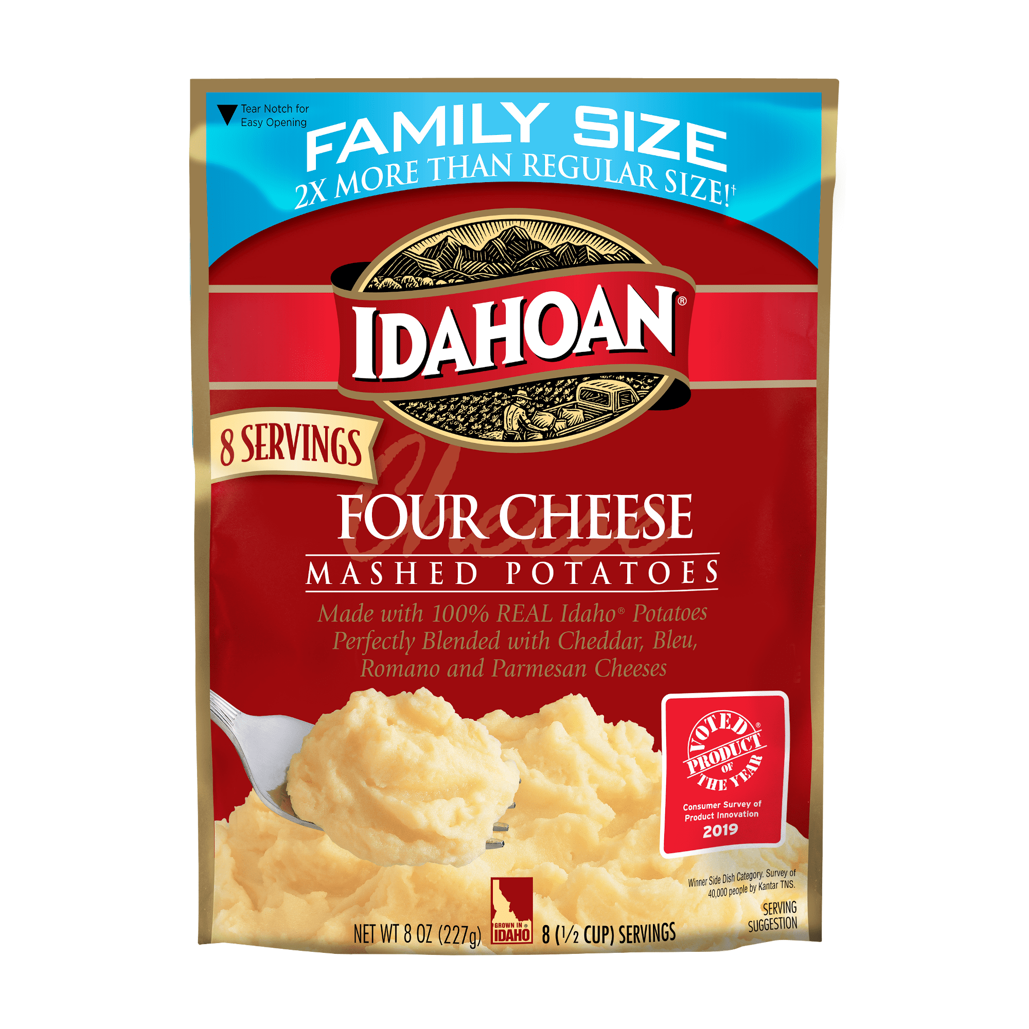 Idahoan Four Cheese Mashed Potatoes Family Size, 8 oz Pouch