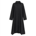 thumbnail image 3 of VONDA Women's Lapel Long Sleeve Buttons Dress Casual Dress, 3 of 7