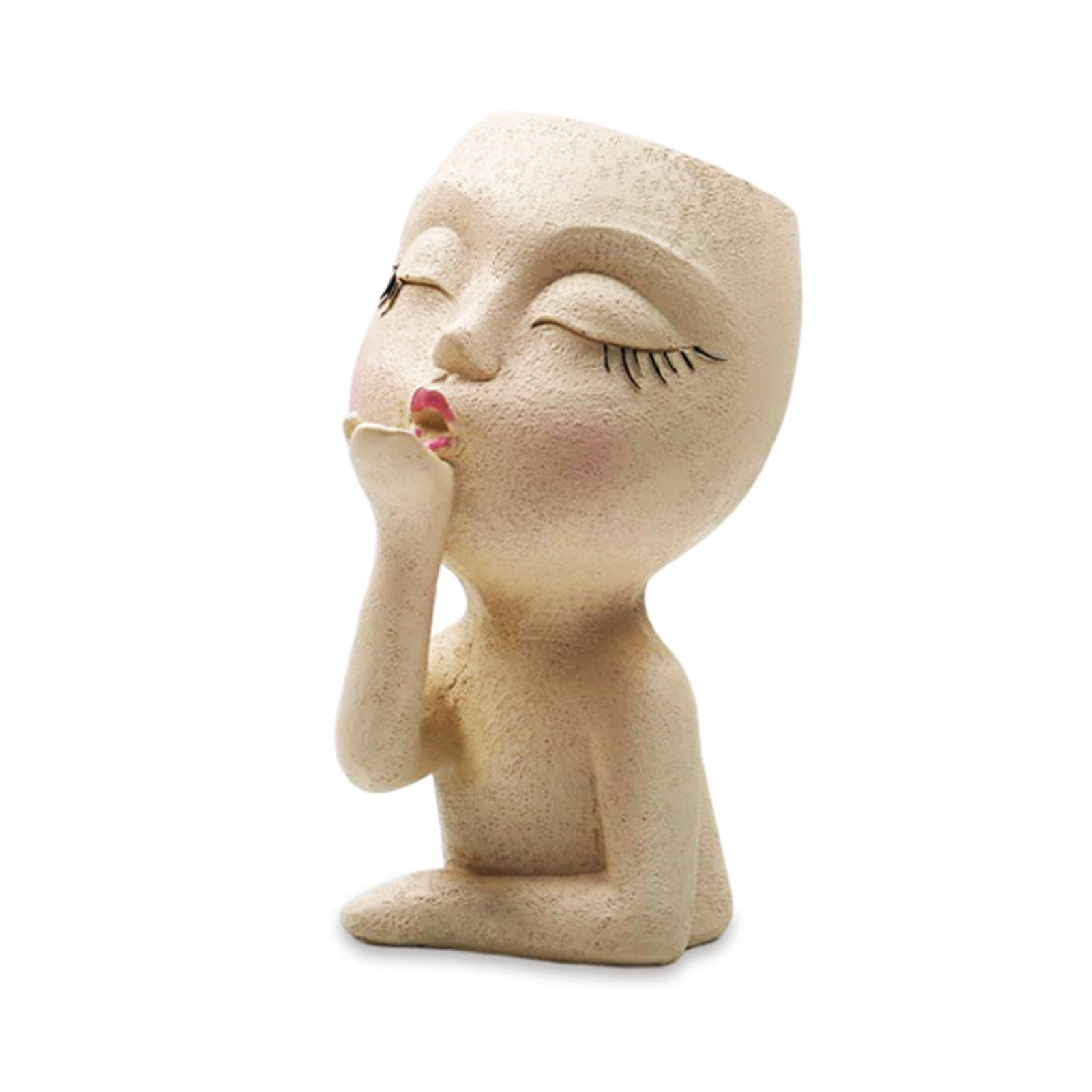 小物 hoyadara66 HYmarket Handmade Doll Head Shape Plant Pot - Vivid