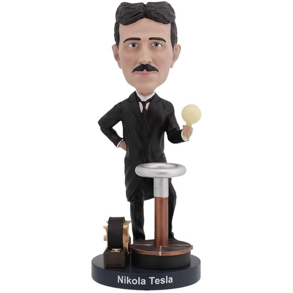 Royal Bobbles Nikola Tesla Bobblehead con una bombilla que b Royal Bobbles Royal Bobbles