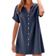 thumbnail image 1 of Vestido informal para mujer - Estilo camisa de manga corta - Detalles de botones para salidas de primavera/verano, 1 of 7
