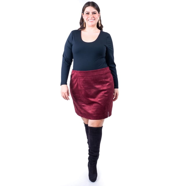 Falda corta de gamuza Roman Fashion Tallas Extras 3073 Vino 36