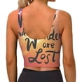 thumbnail image 3 of Bixox Women's Not All Who Wander Are Lost Pattern Fitness Navel Tank Top U-Back Yoga Tank Top Sweatshirt Sports Bra, 3 of 7