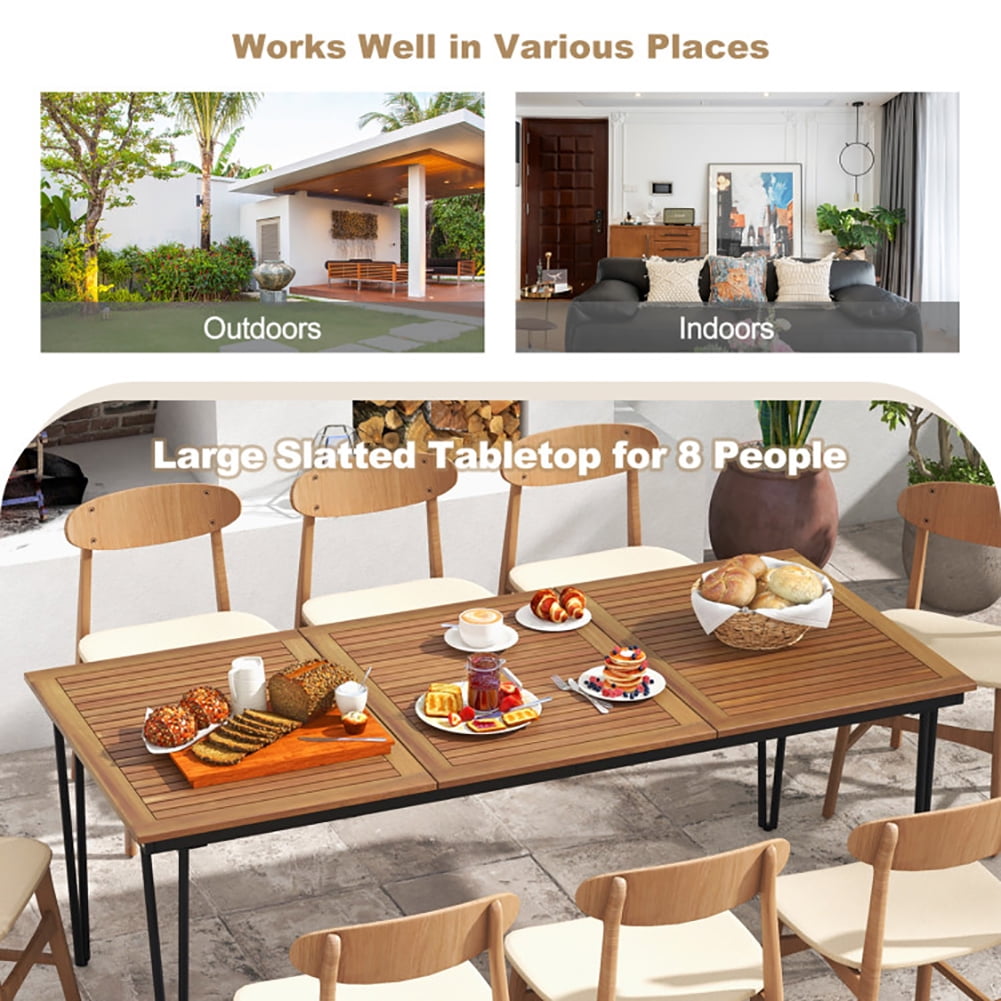 Aimee Lii 79 Inch 8-Person Outdoor Dining Table with 1.9 Inch Umbrella Hole, Patio Furniture Set Aimee Lii 79 Inch 8-Person Outdoor Dining Table with 1.9 Inch Umbrella Hole, Patio Furniture Set