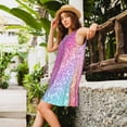 thumbnail image 2 of Picia Fun Rainbow Print Women’s Sleeveless Midi Swing Dress – A-Line Pleated Tank Sundress, Comfortable and Flowy T-Shirt Dress, 2 of 7