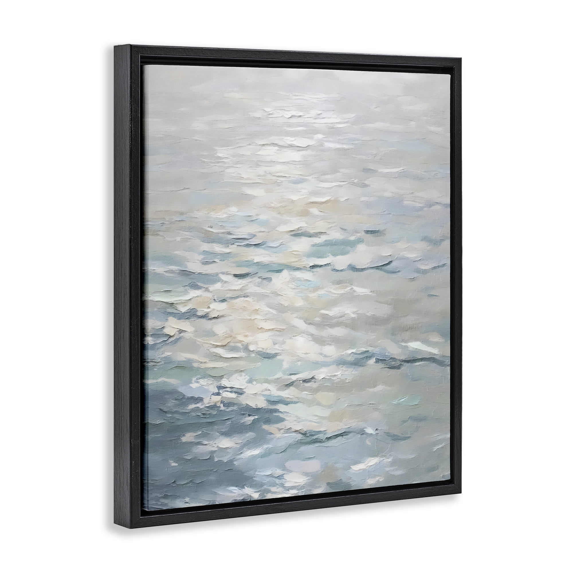Stupell Industries Shallow Reflections Calm Sea Black Framed Floater Canvas Wall Art, design by Riley B