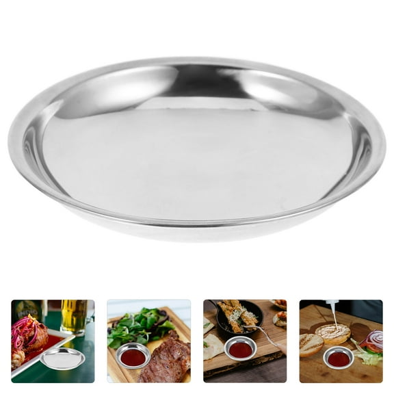 Milisten 5Pcs Metal Sauce Plates for Storage and Condiment Serving in Silver