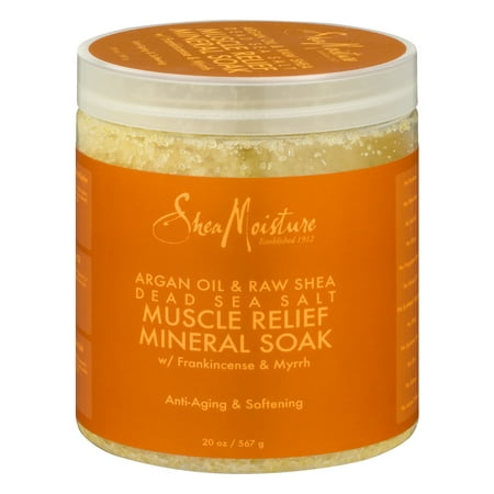 Flu Mineral Bath Salt - SheaMoisture Muscle Relief Mineral Soak Argan Oil & Raw Shea Dead Sea Salt, 20.0 OZ