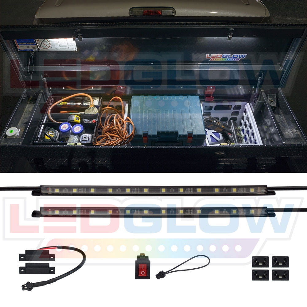 LEDGlow 2pc LED Truck Tool Box Lighting Light Kit w Auto On/Off Switch
