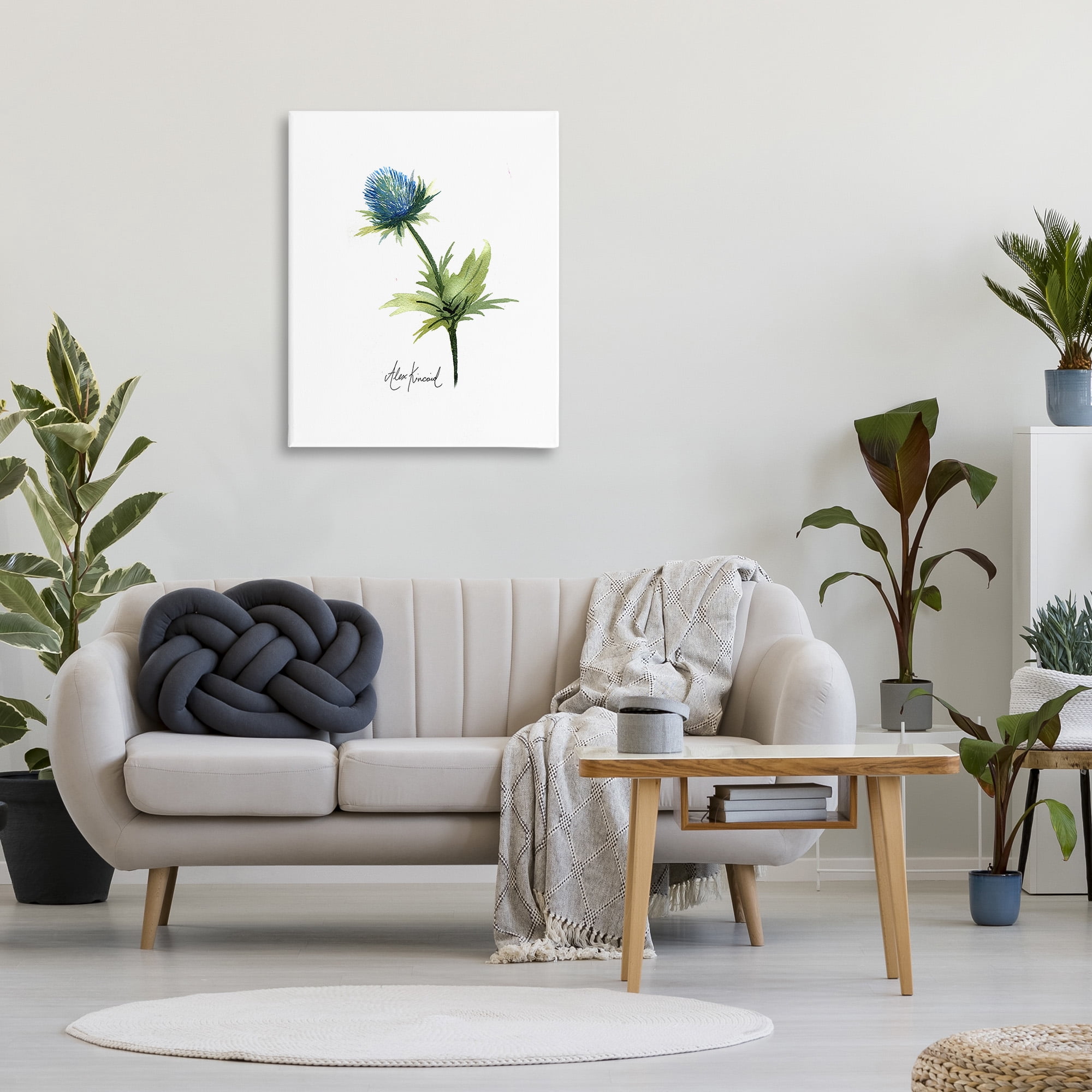 Stupell Industries Simple Thistle Watercolor Botanical & Floral Painting Gallery Wrapped Canvas Art Print Wall Art, 30 x 40