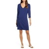TOMMY BAHAMA Womens Navy Cotton Tie French Terry 3/4 Sleeve V Neck Above The Knee Shift Dress M