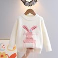 thumbnail image 2 of CYRBOKO Knit Sweaters for Girls, Long Sleeve Holiday Casual Crew Neck Knit Pullover White Size 6 T, 2 of 3