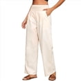 thumbnail image 3 of Pantalones Anchos de Cintura Alta para Mujer, Pantalones Casuales de Playa Fluidos de Verano con Bolsillos. L, 3 of 10