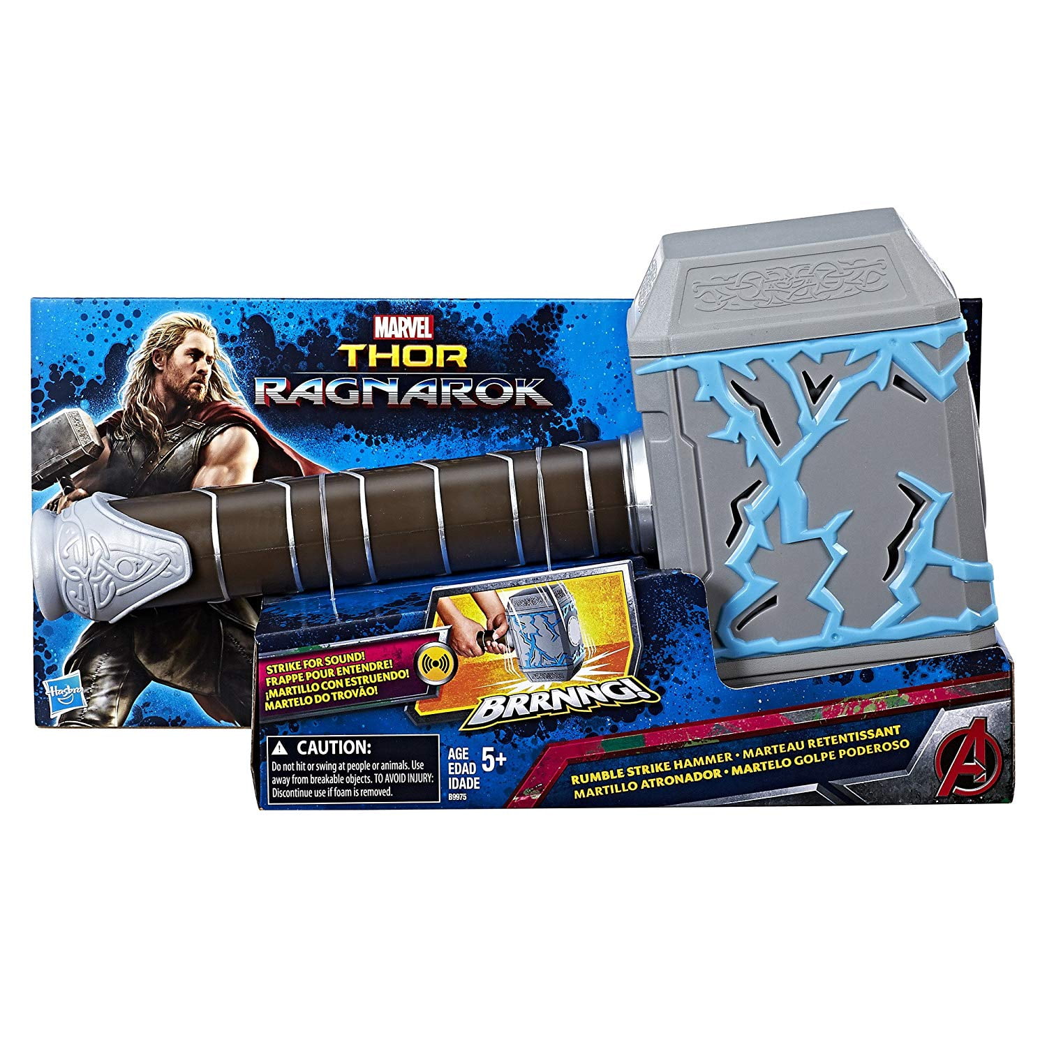 THOR RUMBLE STRIKER HAMMER Hasbro ROLEPLAY THOR Ragnarok 2018 14" Inches SOUNDS 