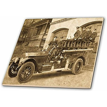 

Fertile ct_16212_4 Early 1900s Pumper Fire Truck and Firemen Sepia-Ceramic Tile 12-Inch