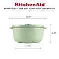 thumbnail image 6 of KitchenAid Enameled Cast 6 Quart Iron Induction Dutch Oven, Metal Utensil, Broiler and Oven Safe to 500°F, Pistachio, 6 of 11