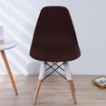 thumbnail image 3 of Funda elástica para asiento de silla, poliéster extraíble de color sólido, funda para silla moderna de mediados de siglo, funda protectora antipolvo café Macarena cubierta de asiento, 3 of 8