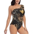 thumbnail image 3 of Rateoe Bald Eagle Soldier Pattern Women One Piece Swimsuits Tummy Control One Shoulder Bathing Suits Ruffle Swimwear-Medium, 3 of 6