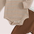 thumbnail image 6 of Kaprioy Baby Boy Winter Clothes My First Christmas Baby Boy Outfit Newborn Infant Striped Long Sleeve Romper Suspender Overalls Pants Hat 3Pcs Set, 6 of 8